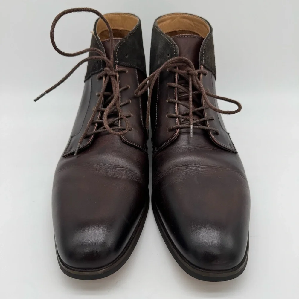 La Milano Cabey Brown Leather Lace Up Boot Size 13